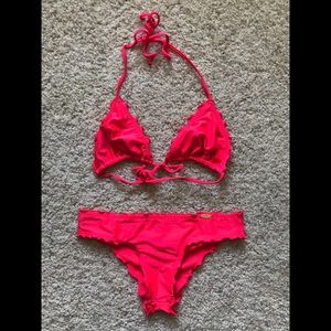 Luli Fama Ruffled Bikini Set, Fuschia